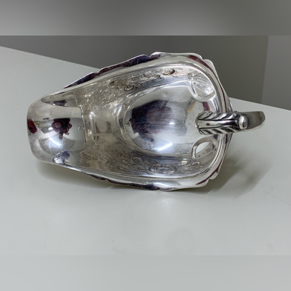 Early 20th Century Vtg Ornate Lion Head Silver Plated Copper Footed Gravy Boat - Picture 3 of 16